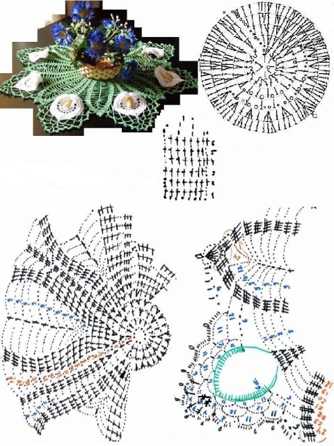 Схема вязания крючком салфетки с цветами