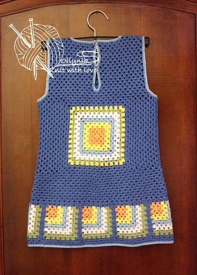 Платье - сарафан для девочки Бабушкин квадрат, мастер-класс!