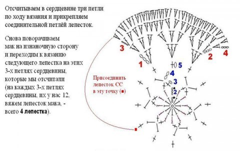 Схема вязания мака