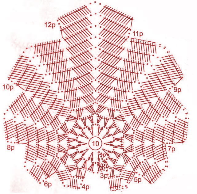 листик крючком схема вязания