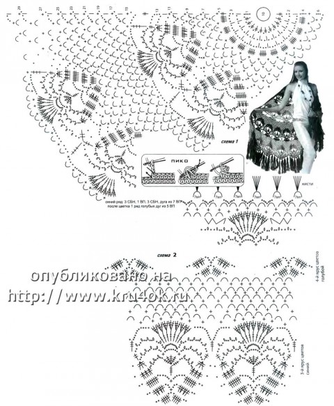 схема вязания шали