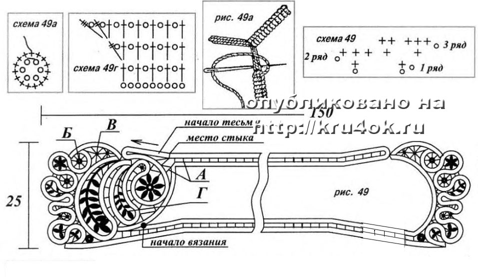 шарф крючком схема