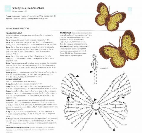 схема вязания бабочки крючком