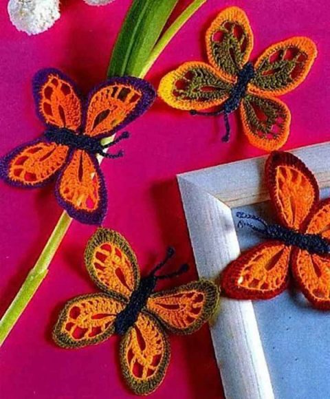 Ажурные декоративные бабочки крючком