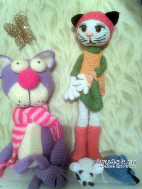 Вязанная крючком игрушка кошка. Работа Екатерины вязание и схемы вязания