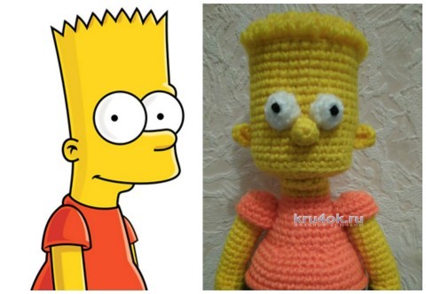 Барт Симпсон крючком. Работа Ксении вязание и схемы вязания