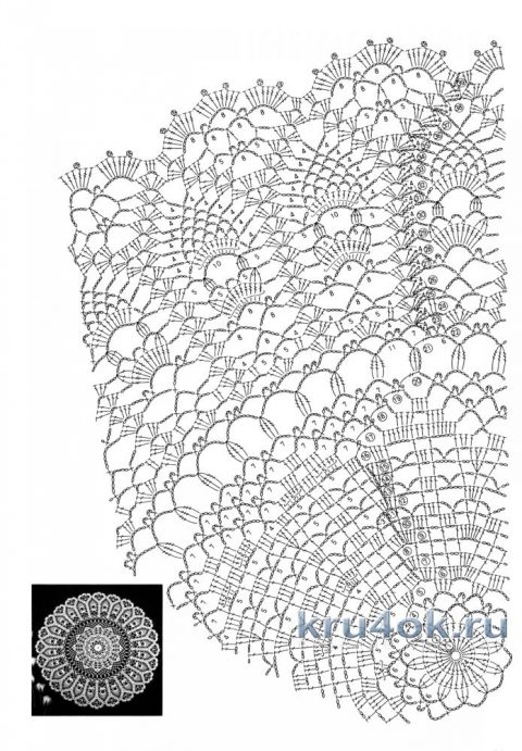 Большая салфетка крючком. Работа Надежды Борисовой вязание и схемы вязания