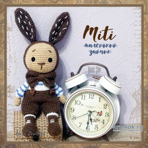 Miti - маленький зайчик, связанный крючком. Работа Alise Crochet вязание и схемы вязания