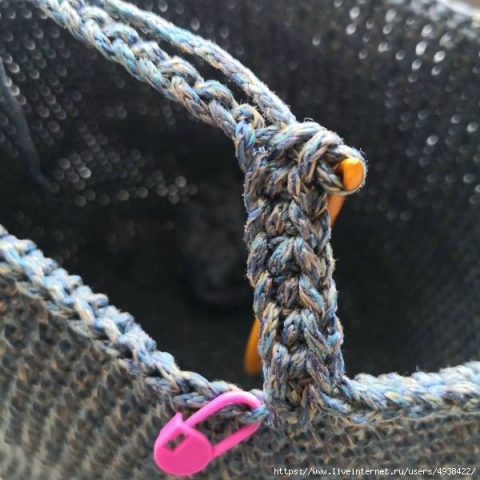 Сумка - шоппер крючком из трикотажной пряжи или шнура