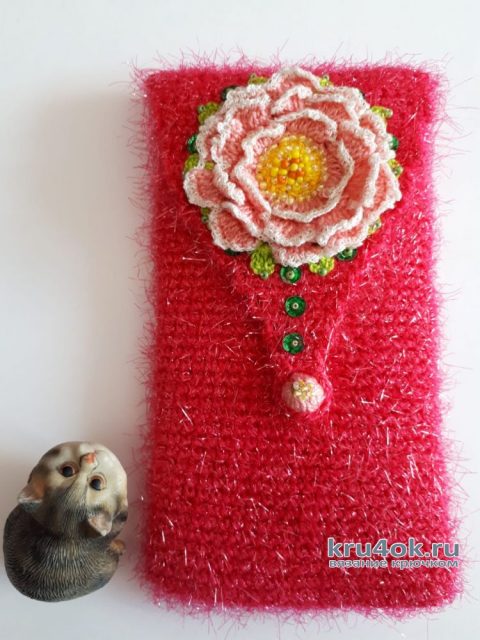 Чехол для смартфона с цветком. Мастер-класс от Фланденой Татьяны вязание и схемы вязания