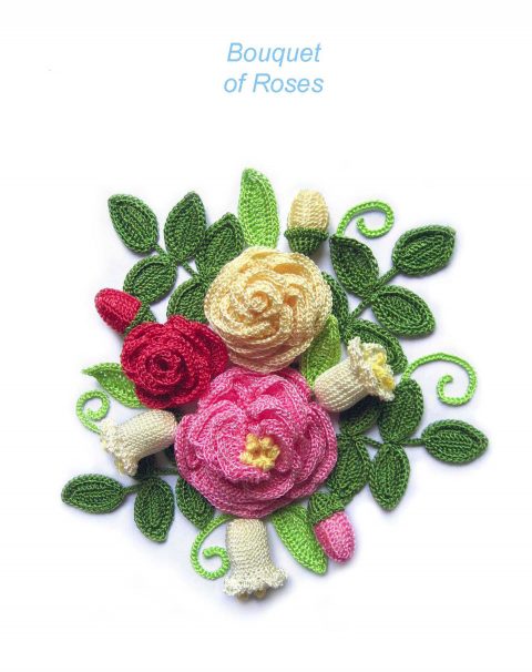 букет цветов с розами крючком