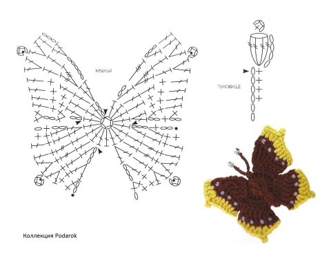 схема вязания бабочки крючком