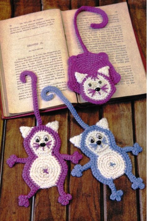 Закладки для книг коты - три схемы вязания крючком
