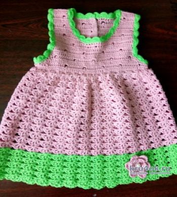 Кружевное платье для малышки Чайная роза и зелень. Работа Елены