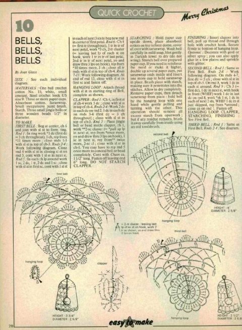 ажурные колокольчики на елку крючком