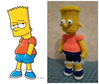 Барт Симпсон крючком, схемы вязания игрушки