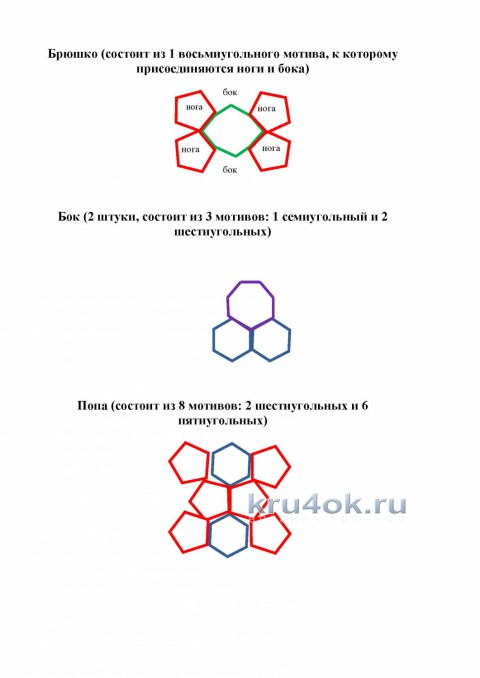 Бегемот из мотивов Африканский цветок крючком. Работа Ксении вязание и схемы вязания