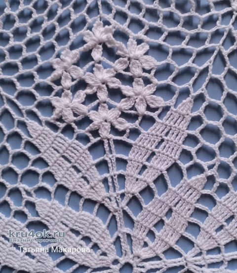 Круглая салфетка с цветочными мотивами. Работа Татьяны Макаровой вязание и схемы вязания