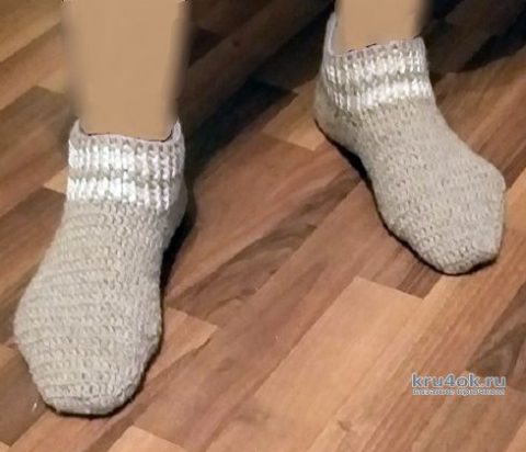 Шерстяные мужские носки крючком, видео-урок вязание и схемы вязания