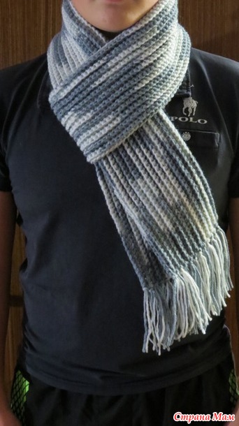 Мужской шарф крючком, связан простыми столбиками