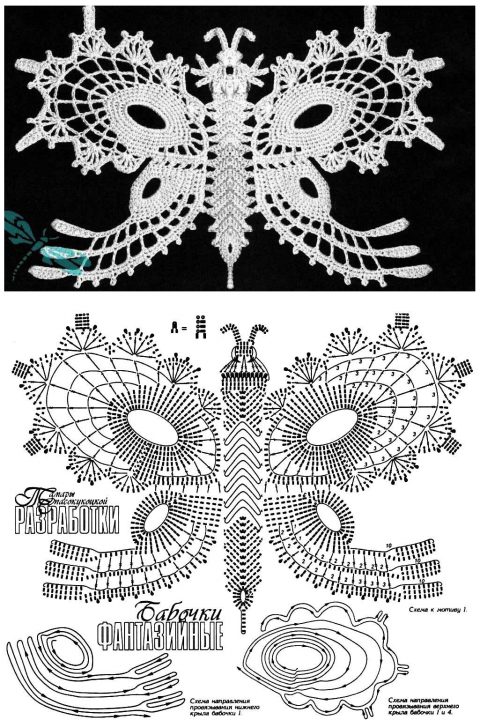 бабочки в технике ирландское кружево