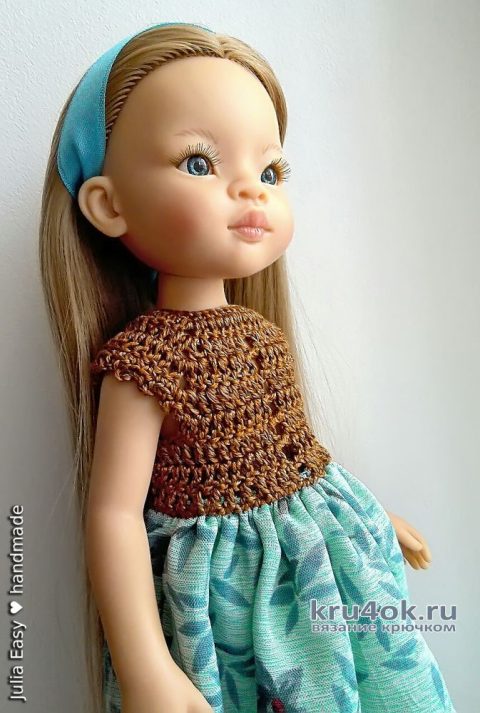 Комбинированное платье для куклы Paola Reina. Работа Julia Easy вязание и схемы вязания