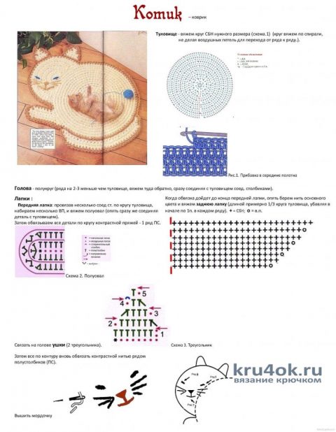 Коврик для кошек крючком. Работа Катерины вязание и схемы вязания