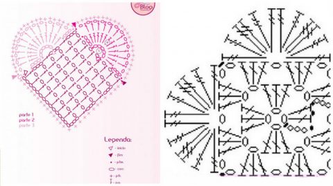 схема вязания маленького сердечка крючком
