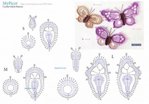 Три бабочки крючком, мастер - класс 