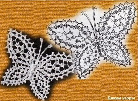 бабочка крючком схемы вязания