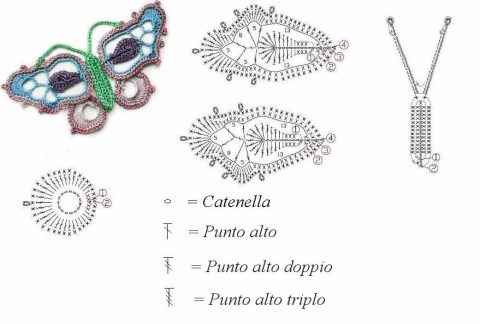как связать крючком бабочку, схема