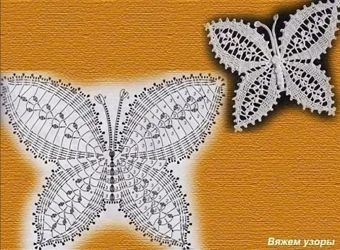 бабочка крючком схемы вязания