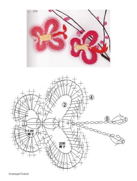 Вязаные крючком бабочки, схемы из интернет