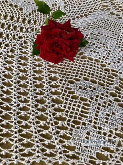 Вязаная скатерть Филейная роза. Работа Надежды Борисовой вязание и схемы вязания