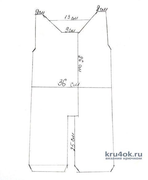 Выкройка и схема вязания комбинезона крючком