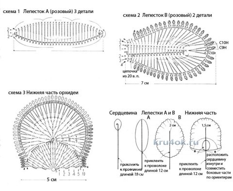 Схема вязания цветка: