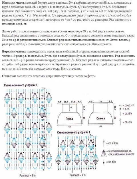 Описание манишки и схема вязания