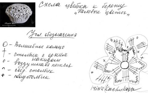 Схема вязания берета Полевые цветы