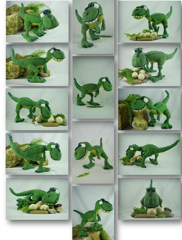 Амигуруми динозавр Т-рекс крючком. Оформление игрушки