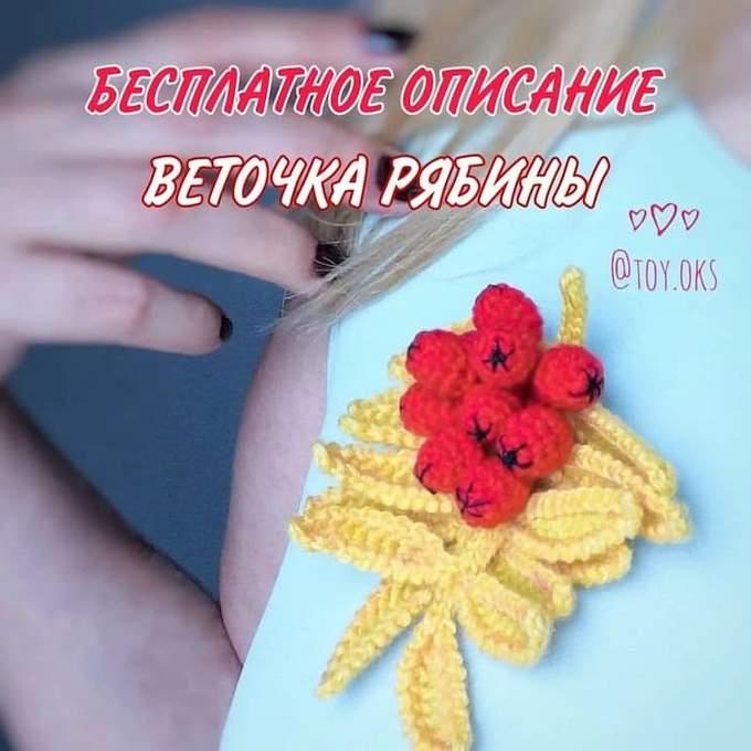 Амигуруми веточка рябины крючком