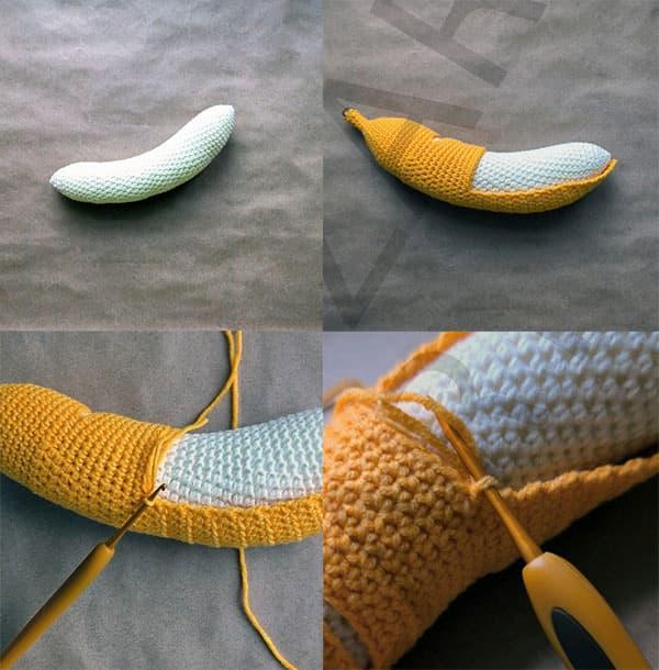 Амигуруми банан-хулиган крючком. Кожура